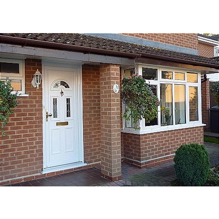 Britannia Windows - UPVC Door with Etched Glass  plus Raised Bevels